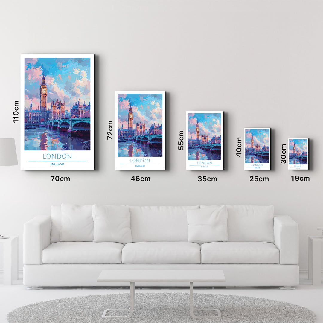 London England-Travel Posters | Glass Wall Art