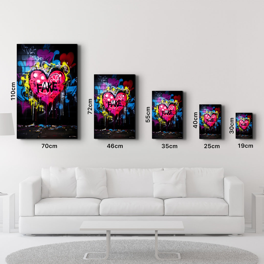 Fake Love Graffiti - Glass Wall Art