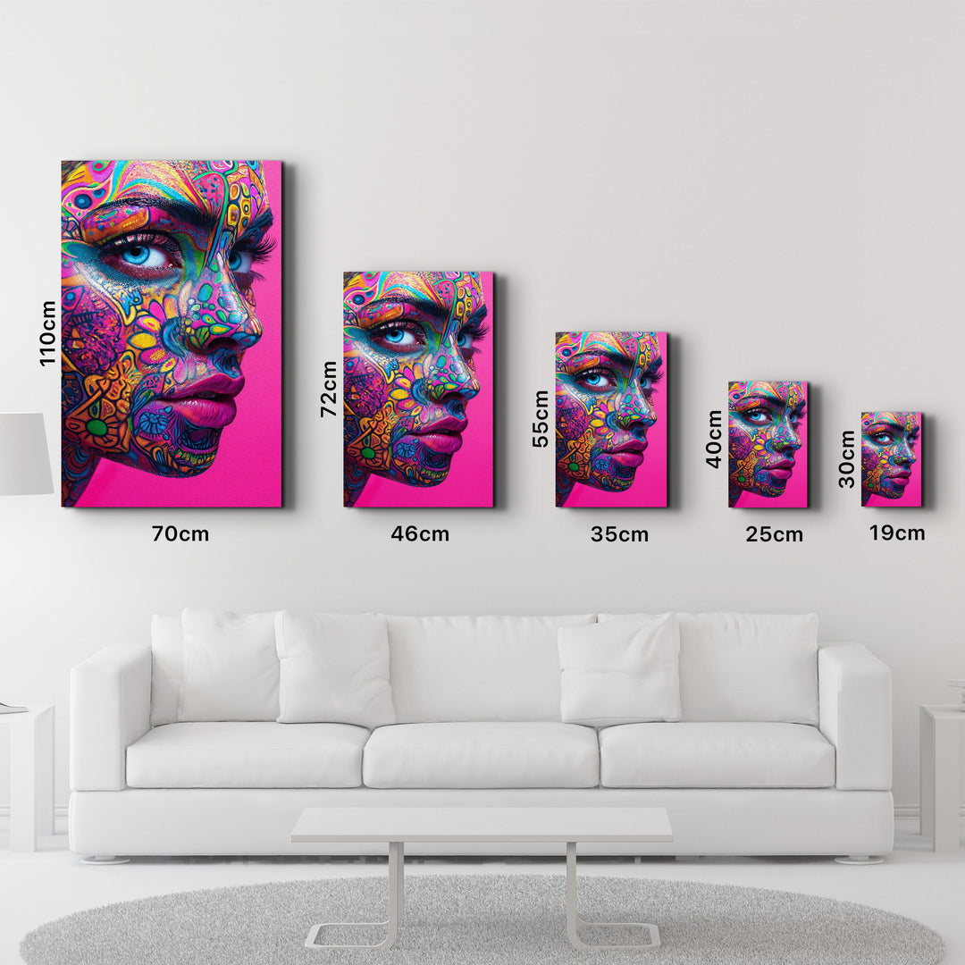 Psychedelic Floral Portrait | Glass Wall Art