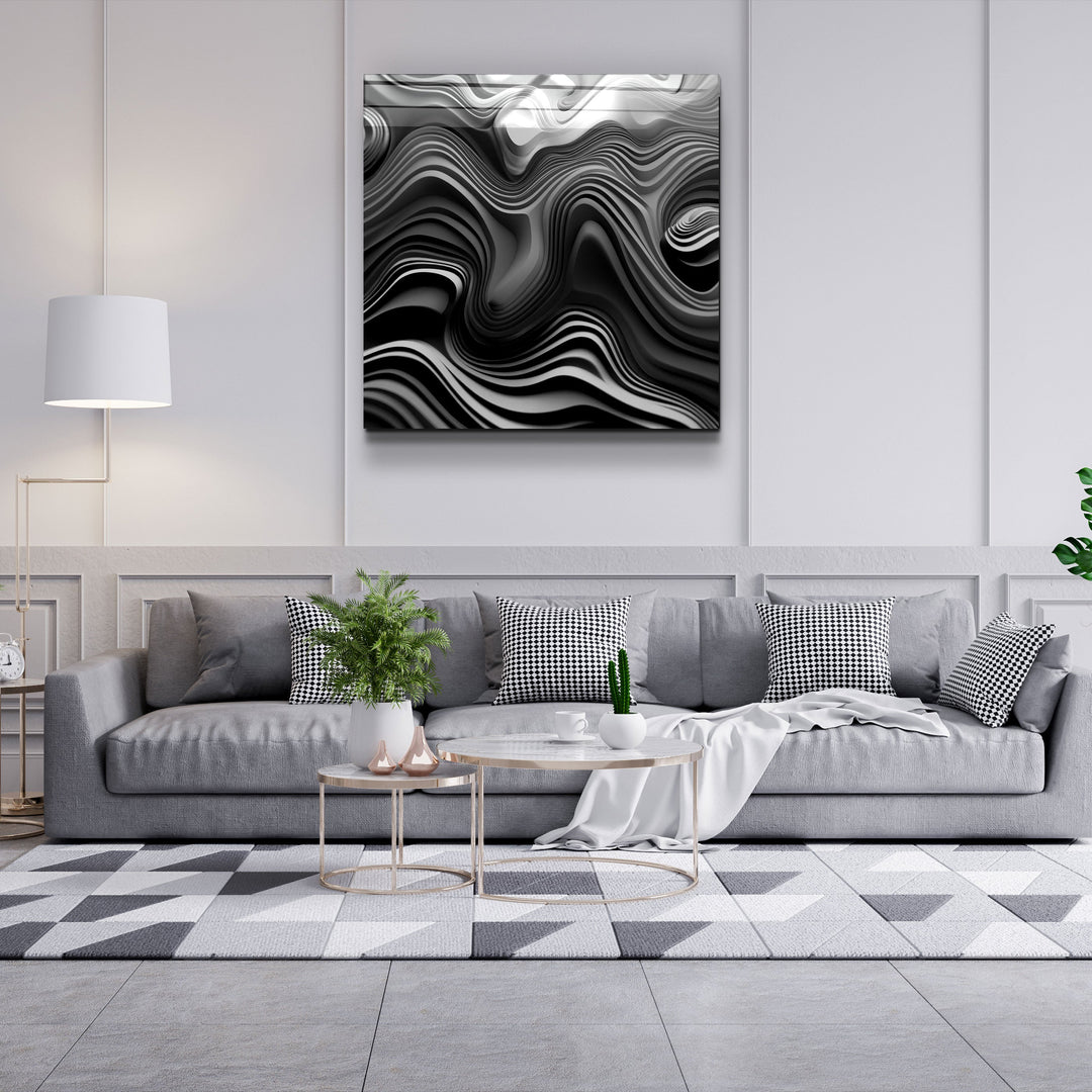 ."Grey Layers". Designers Collection Glass Wall Art