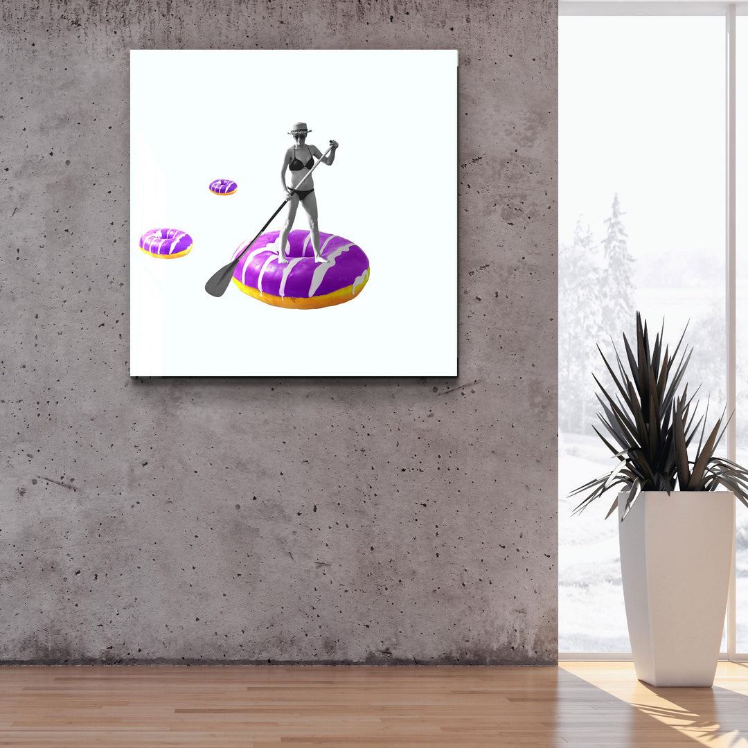 ."On a Donut Boat". Contemporary Collection Glass Wall Art