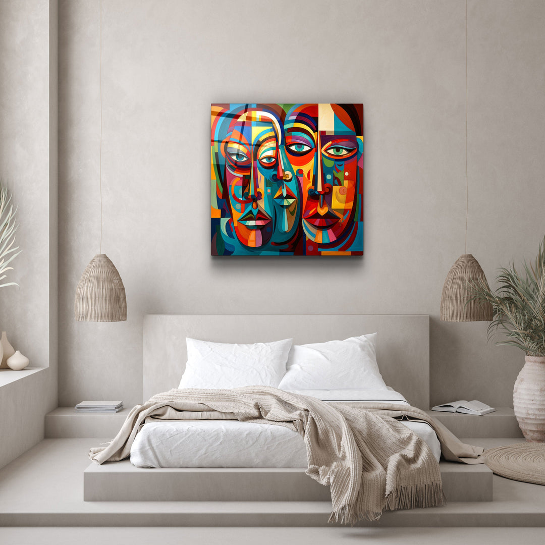 ."Abstract Faces". Designers Collection Glass Wall Art