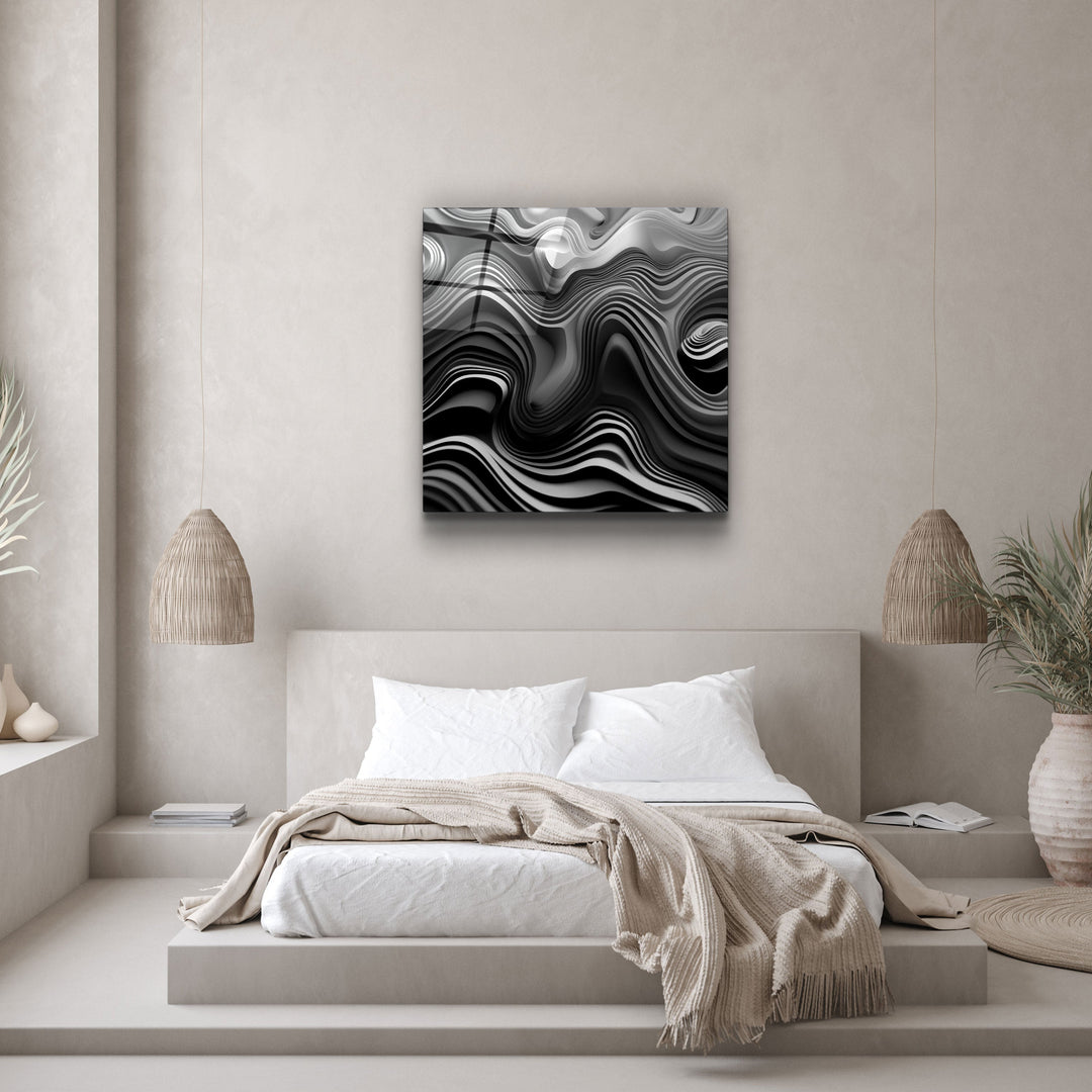 ."Grey Layers". Designers Collection Glass Wall Art