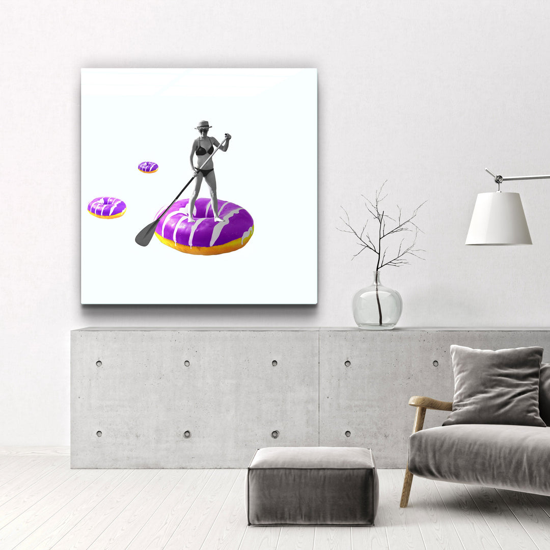 ."On a Donut Boat". Contemporary Collection Glass Wall Art