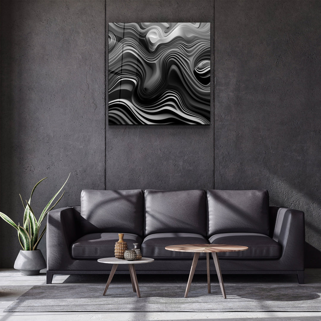 ."Grey Layers". Designers Collection Glass Wall Art