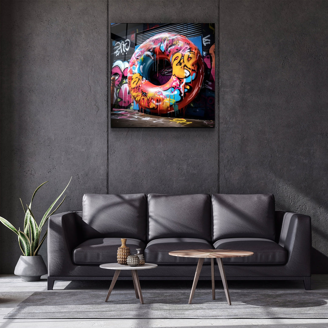 ."Big Donut on the Street". Designers Collection Glass Wall Art