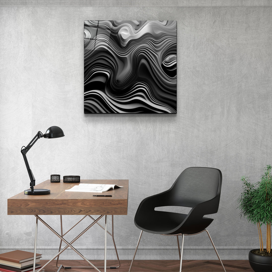 ."Grey Layers". Designers Collection Glass Wall Art