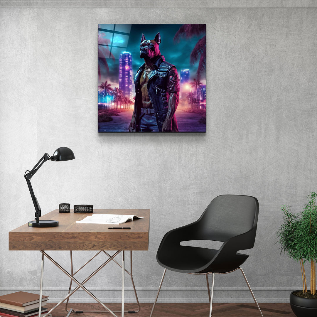 ."Cyberpunk Style - Dog". Designers Collection Glass Wall Art