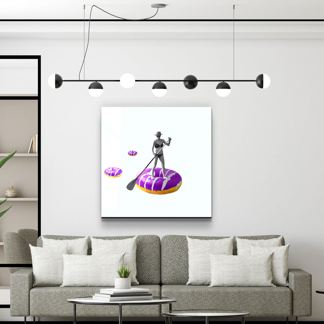 ."On a Donut Boat". Contemporary Collection Glass Wall Art