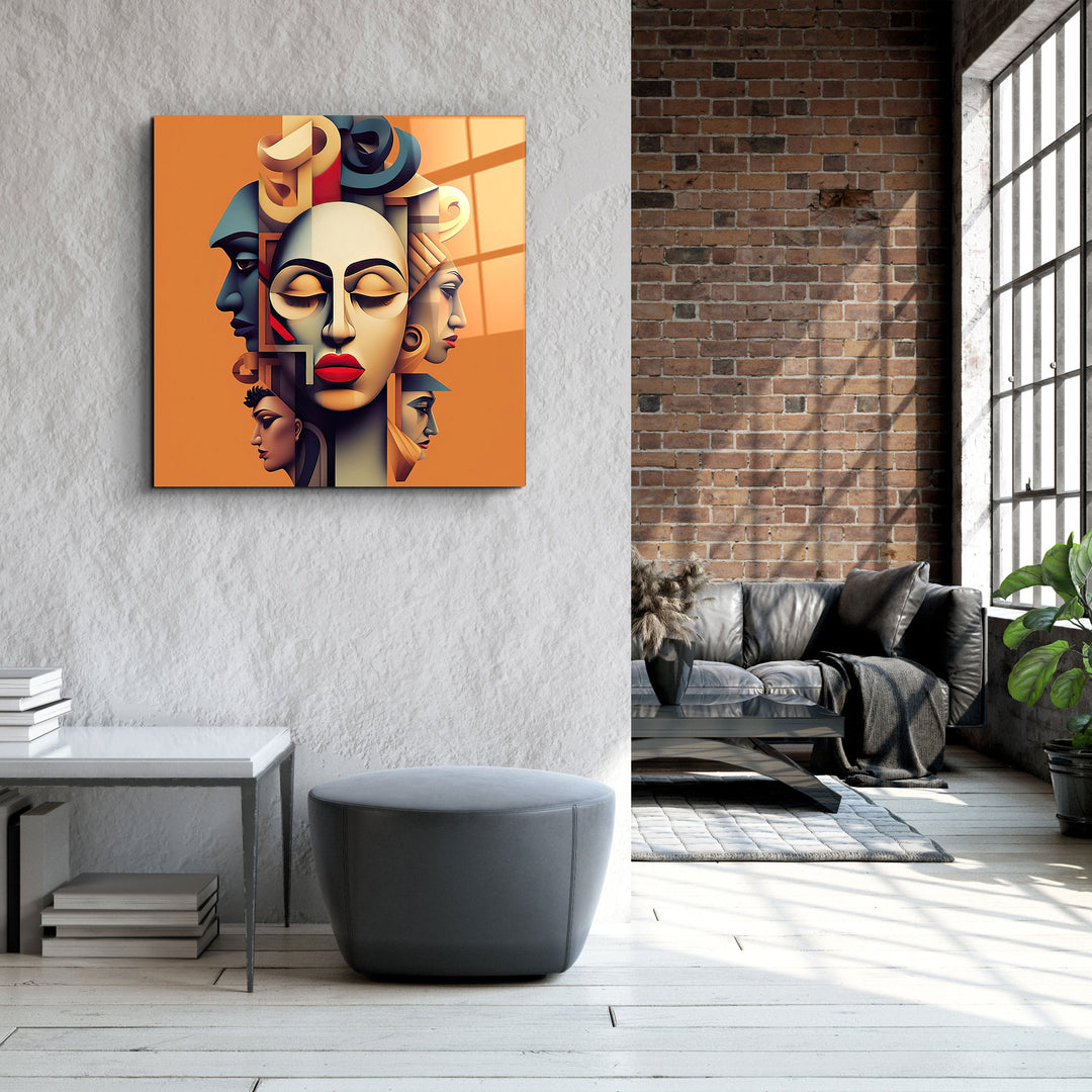 ."Face off". Designers Collection Glass Wall Art