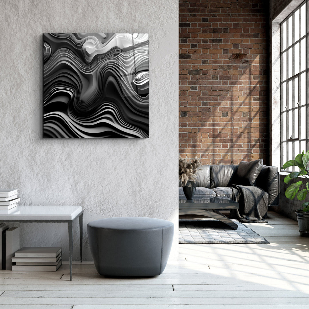 ."Grey Layers". Designers Collection Glass Wall Art