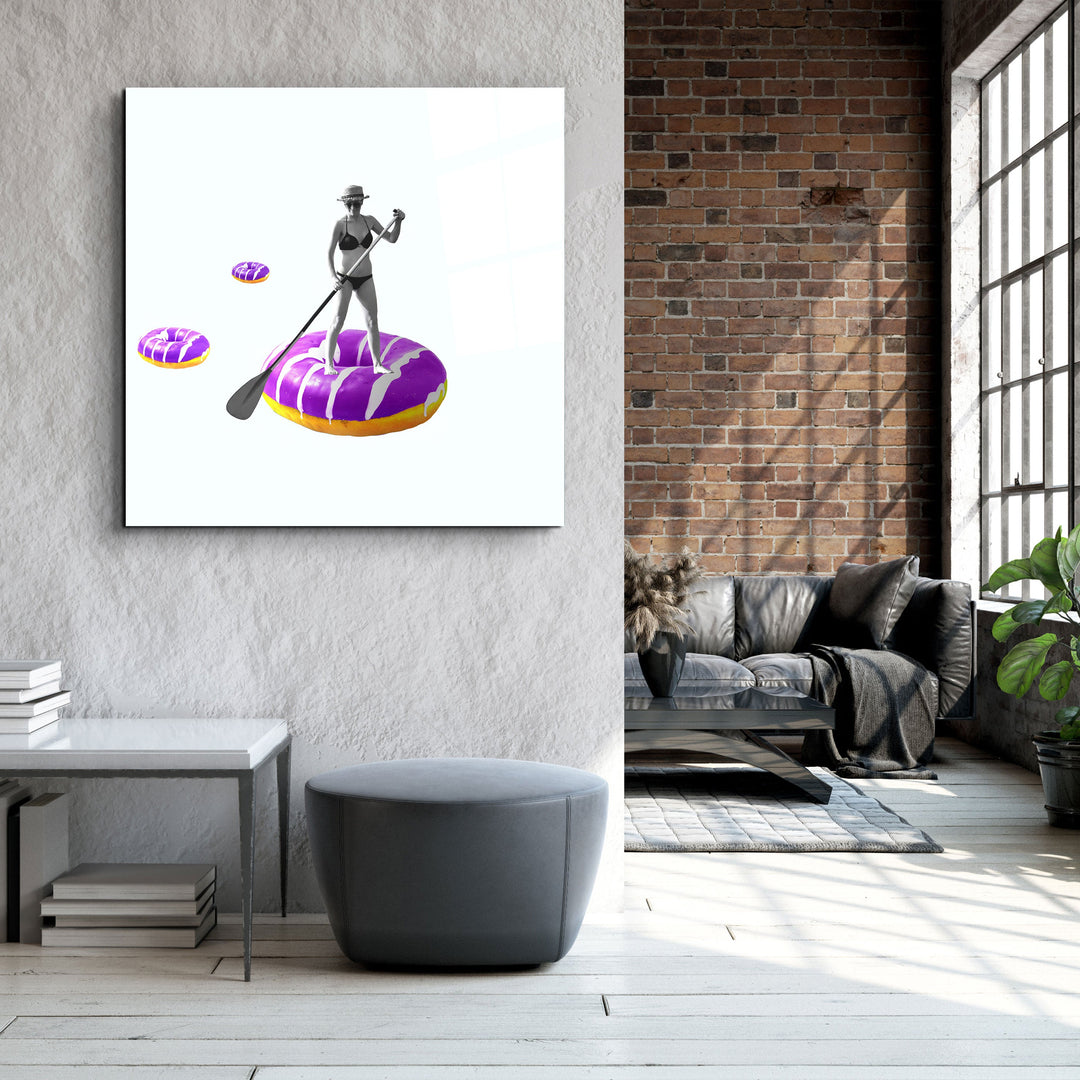 ."On a Donut Boat". Contemporary Collection Glass Wall Art