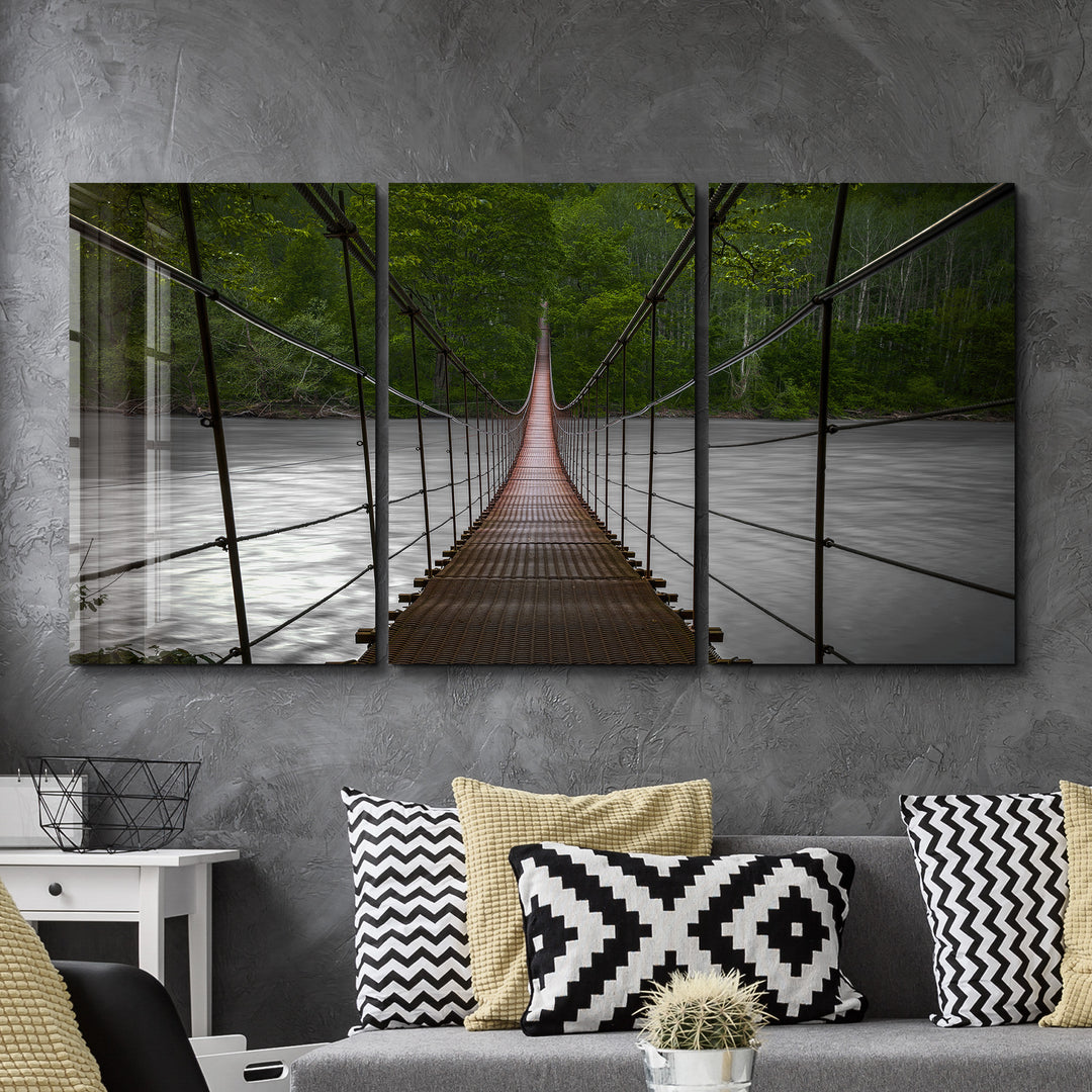 ・"Forest Bridge - Trio"・Glass Wall Art