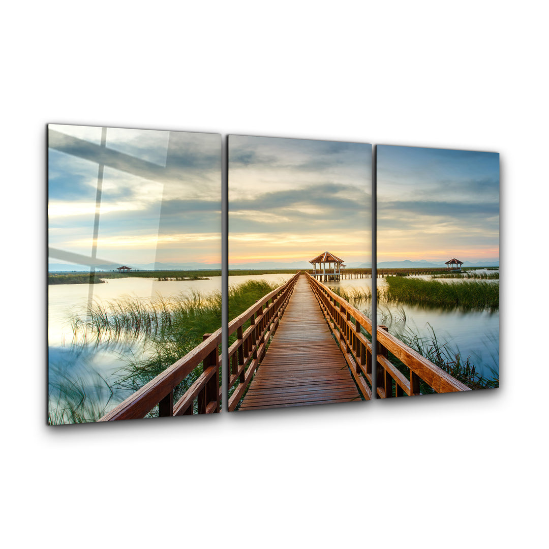 ・"Long Pier - Trio"・Glass Wall Art