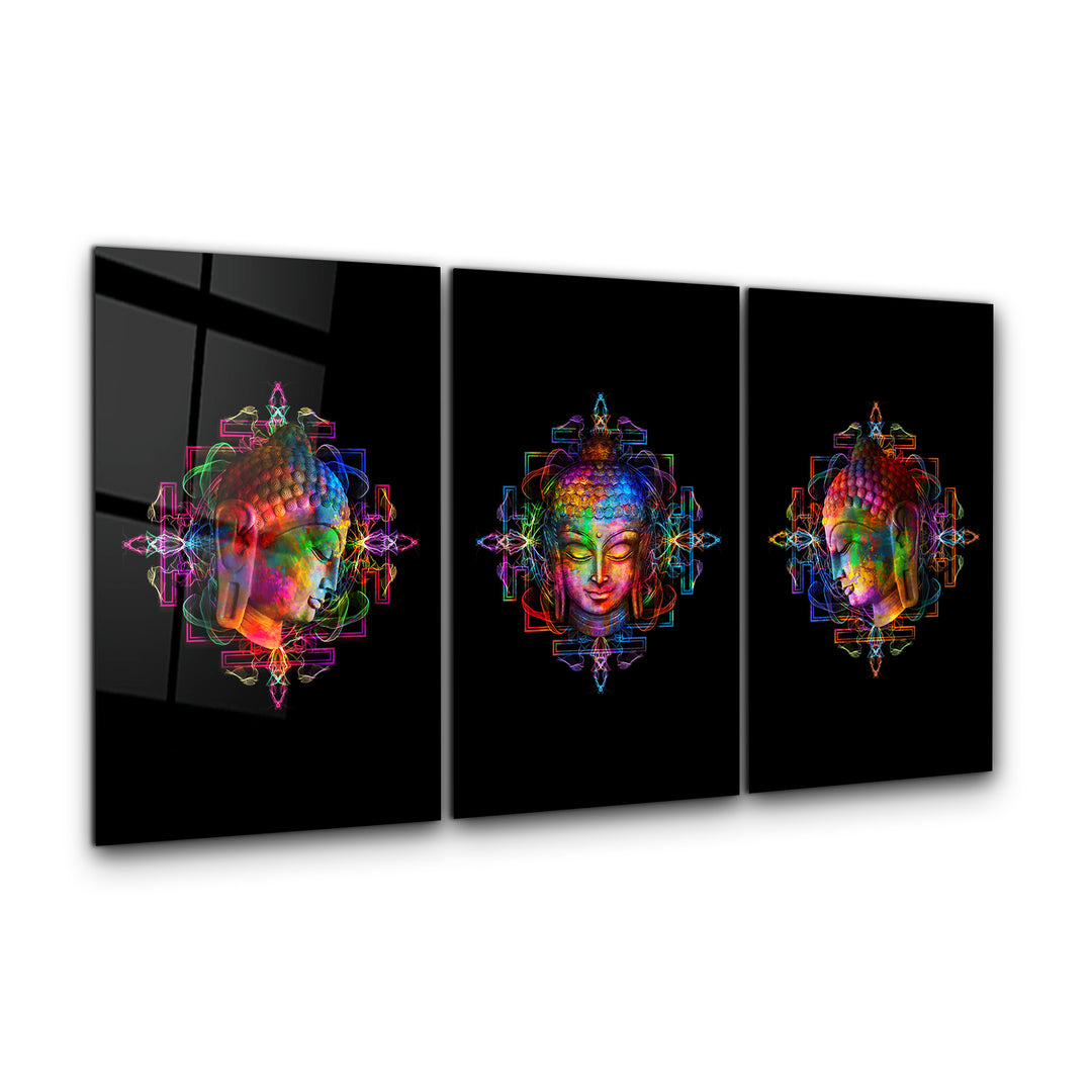 ・"Lord Buddha - Trio"・Glass Wall Art