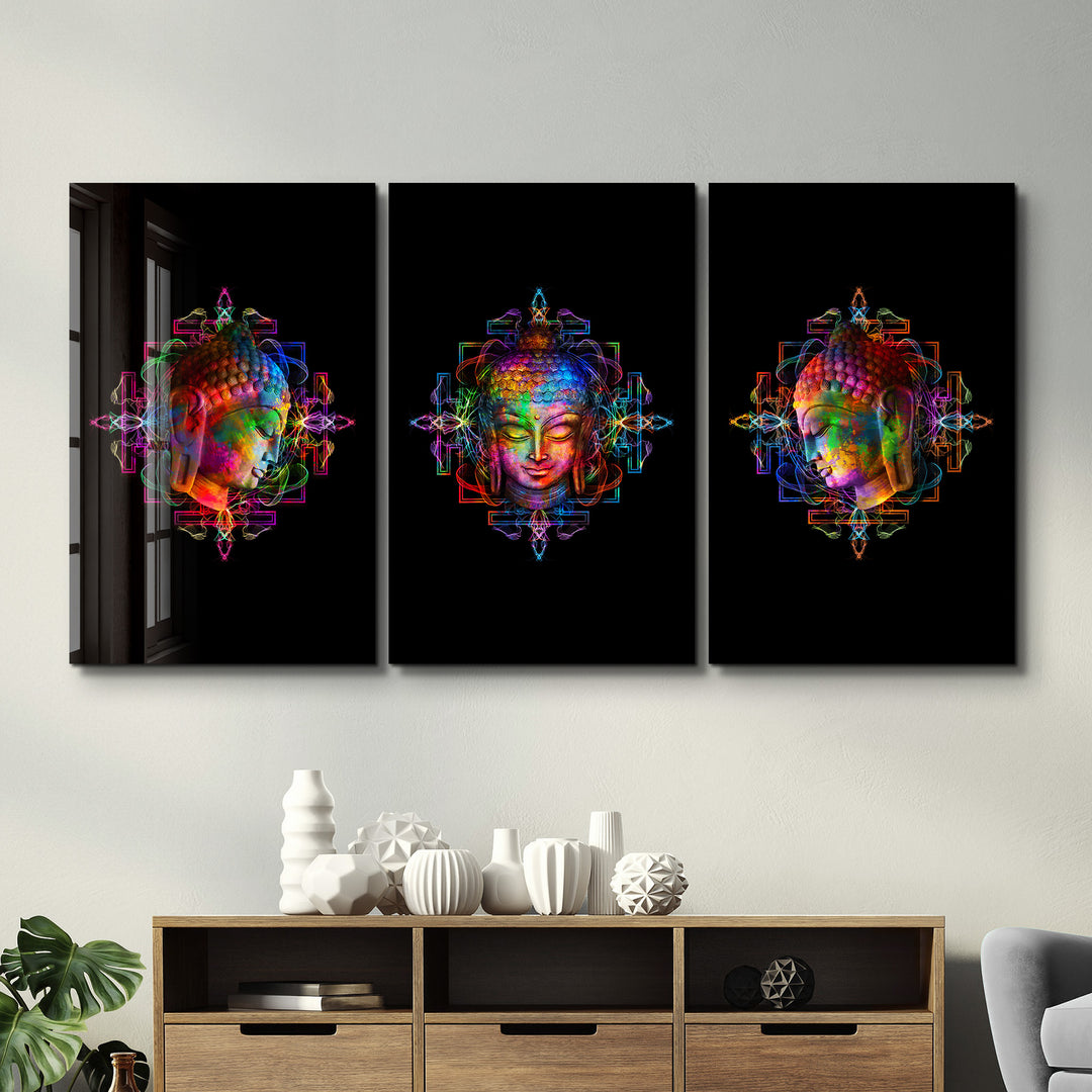 ・"Lord Buddha - Trio"・Glass Wall Art