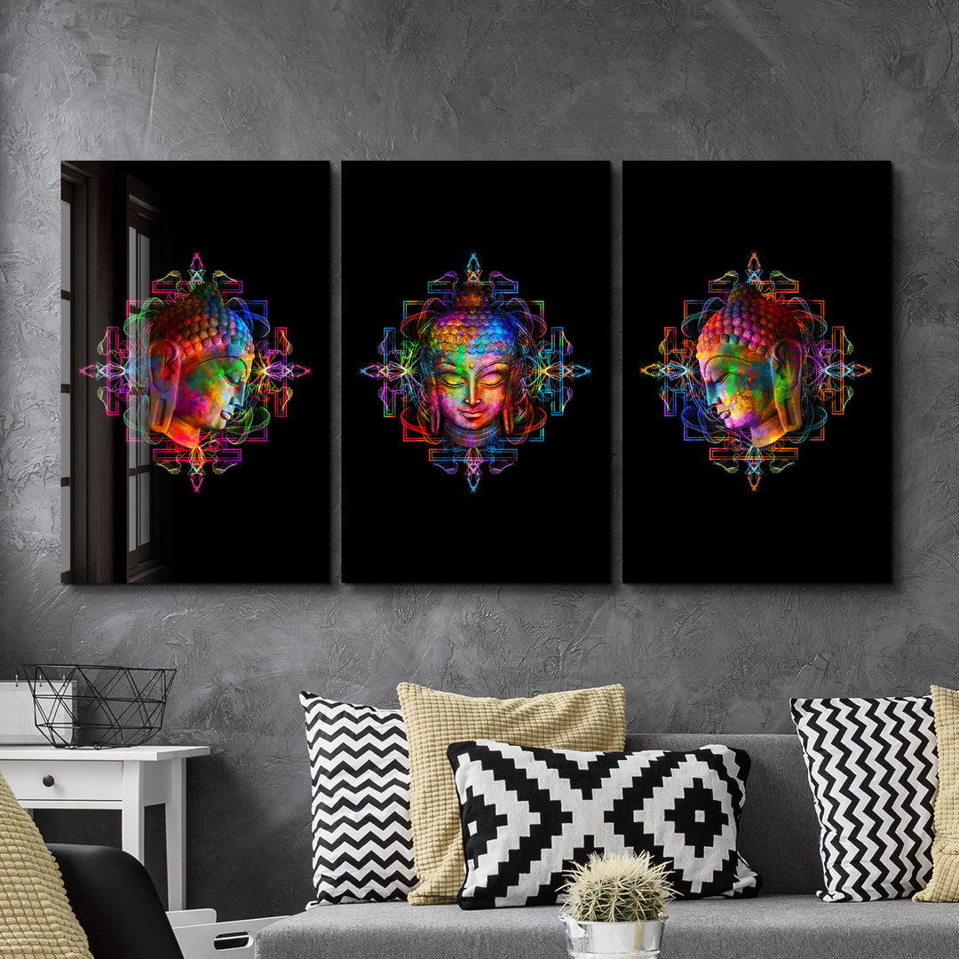 ・"Lord Buddha - Trio"・Glass Wall Art