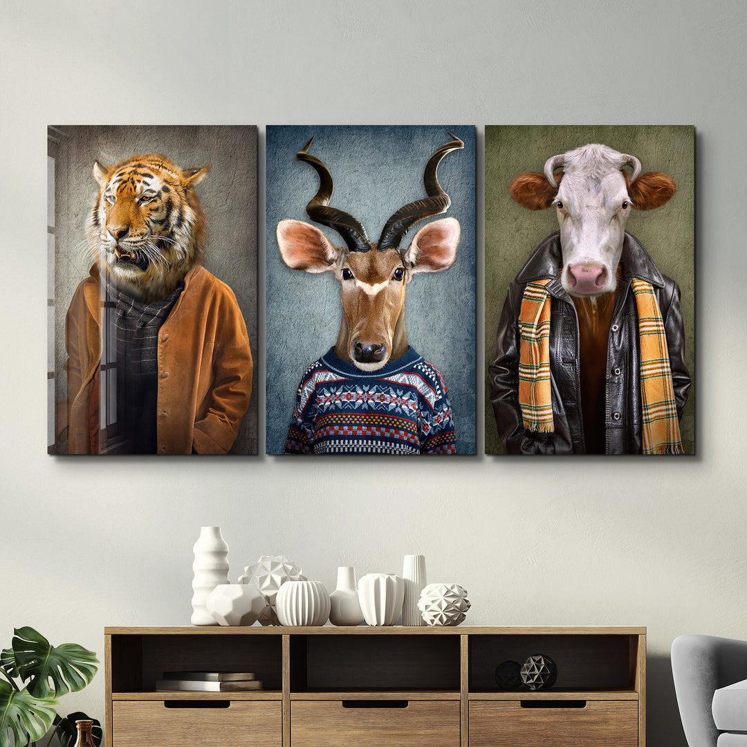 ・"Big Boyz - Trio"・Glass Wall Art