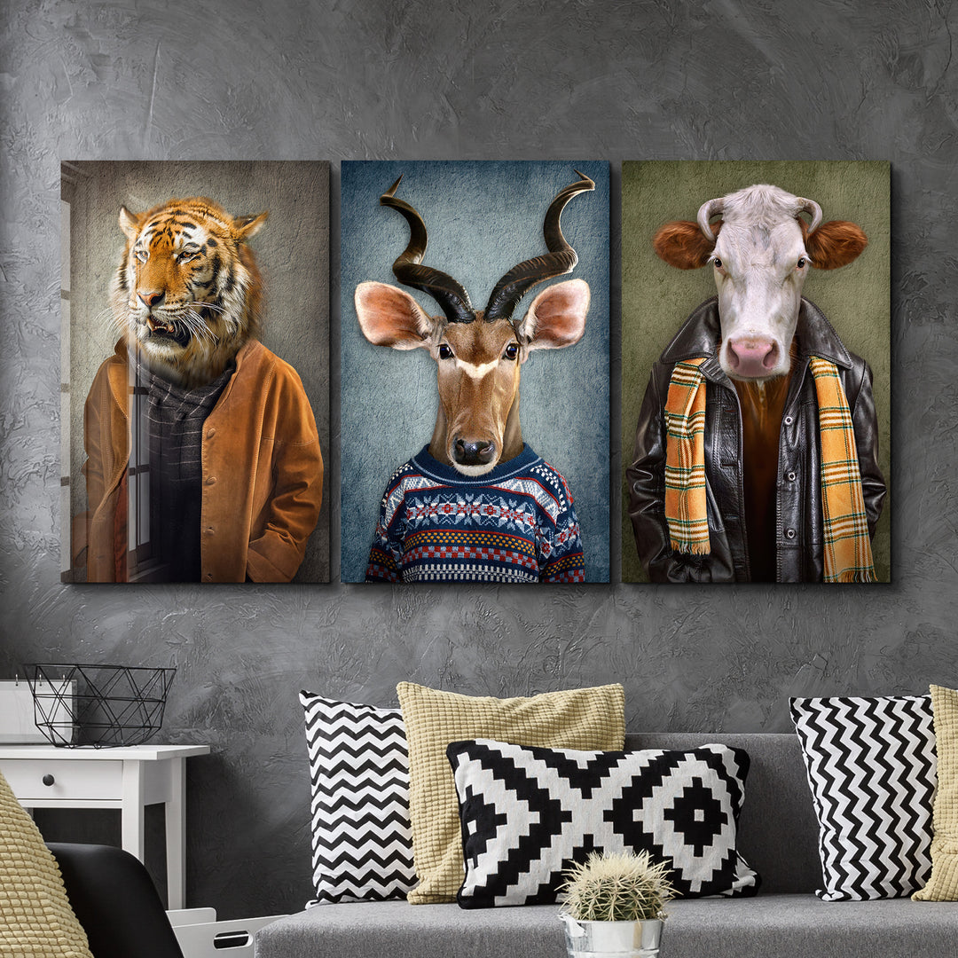 ・"Big Boyz - Trio"・Glass Wall Art