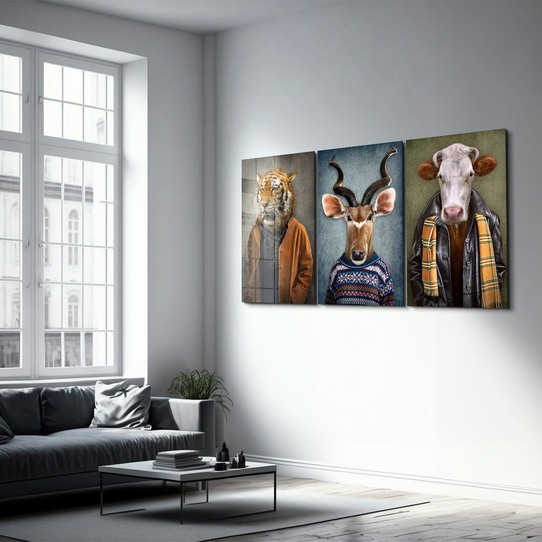 ・"Big Boyz - Trio"・Glass Wall Art