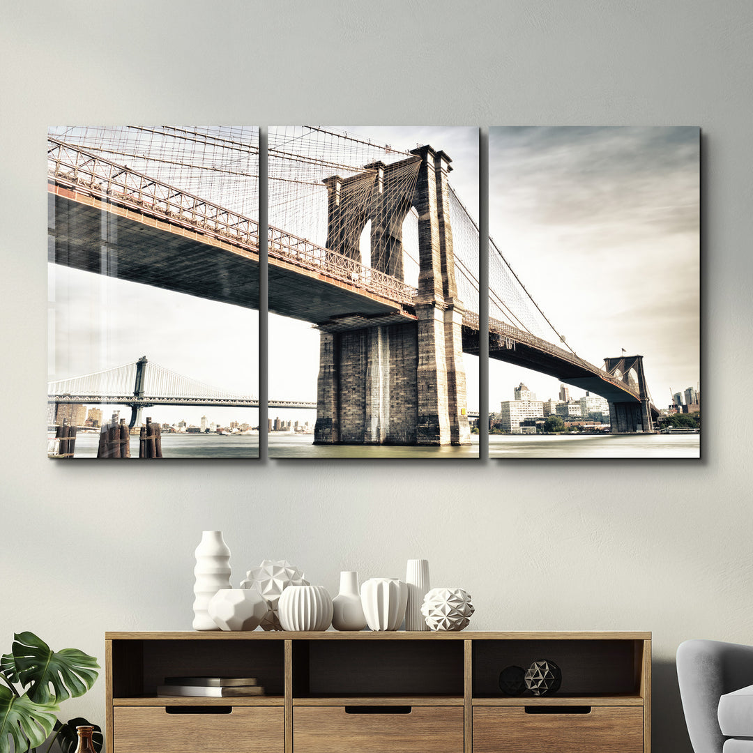 ・"Brooklyn Bridge - Trio"・Glass Wall Art