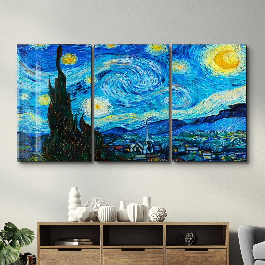 ・"Van Gogh The Starry Night - Trio"・Glass Wall Art