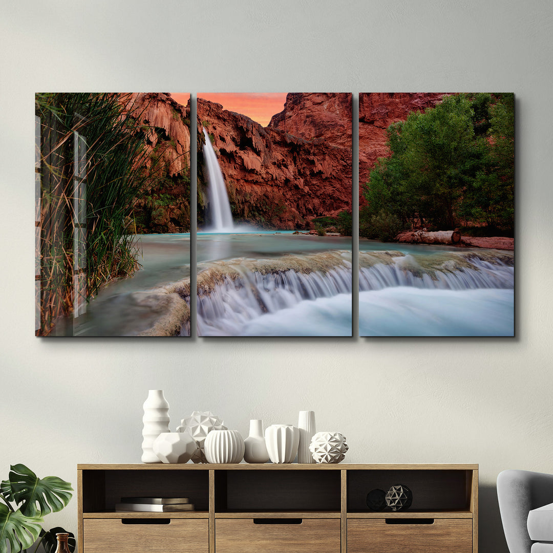 ・"Waterfall - Trio"・Glass Wall Art