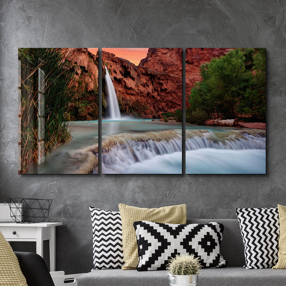 ・"Waterfall - Trio"・Glass Wall Art