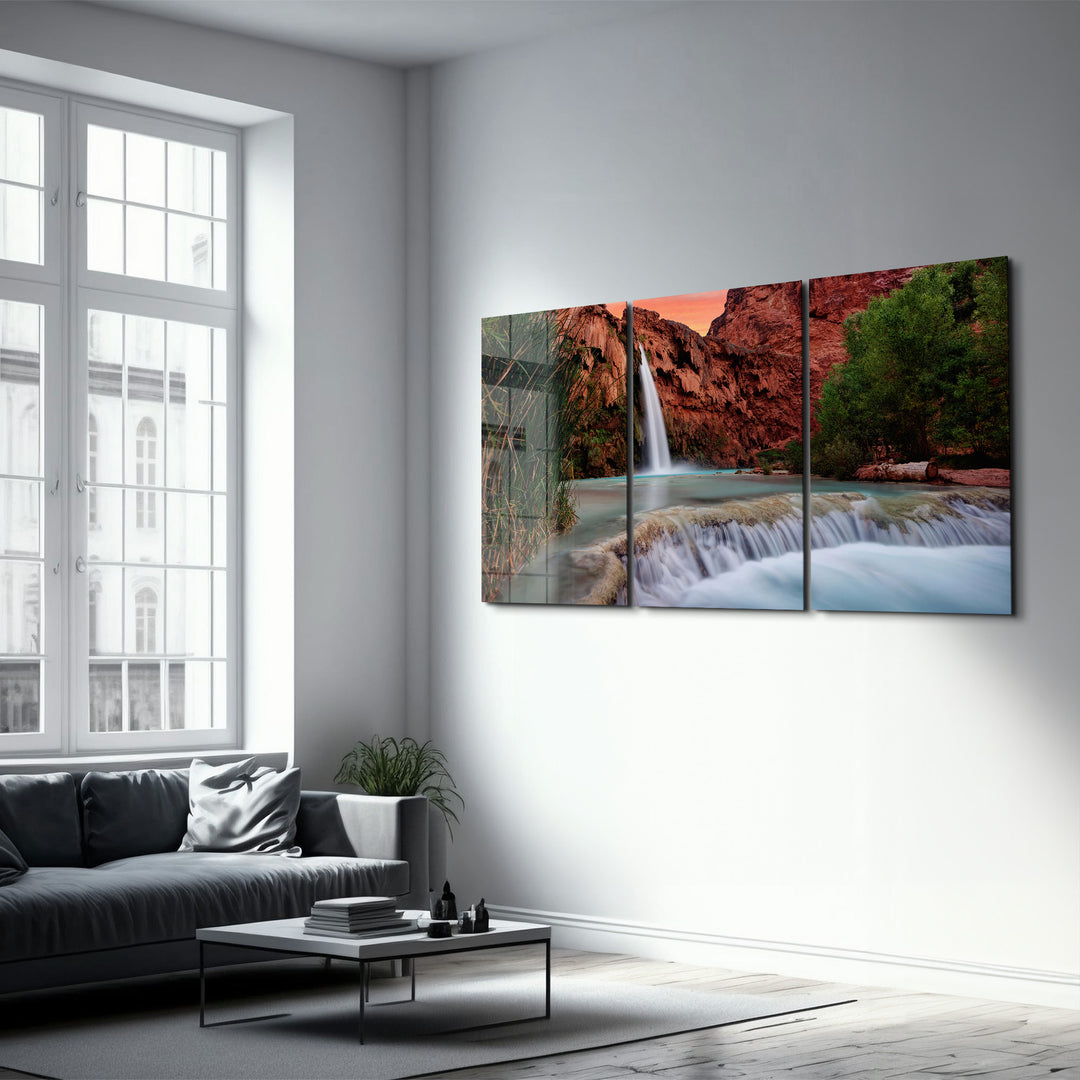 ・"Waterfall - Trio"・Glass Wall Art