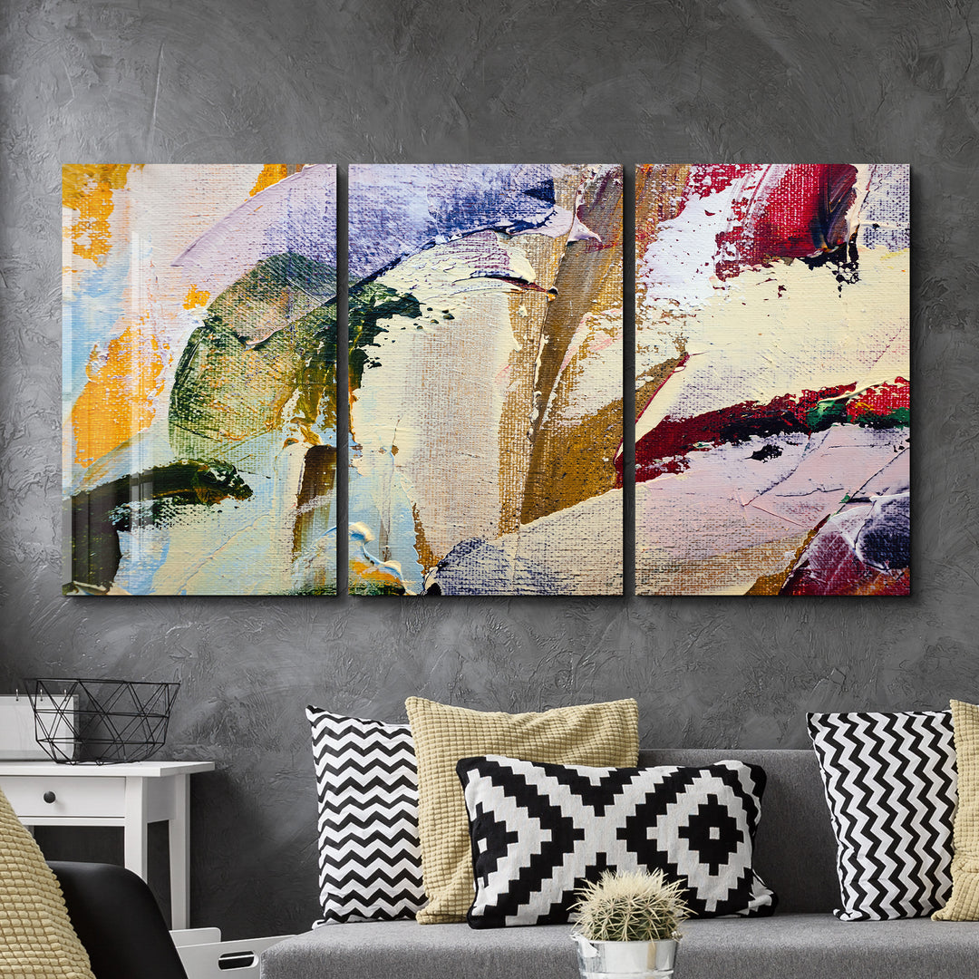 ・"Abstract Oil Painting - Trio"・Glass Wall Art