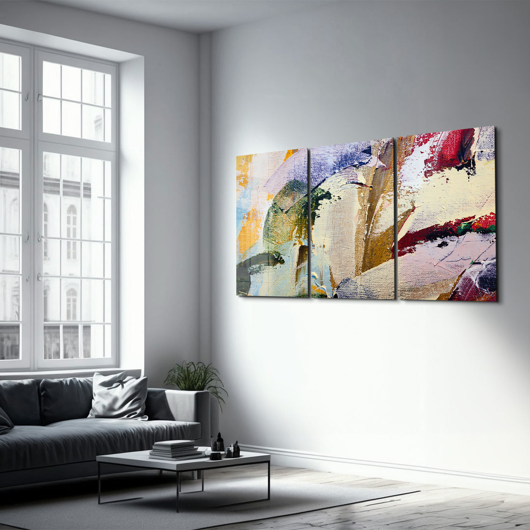 ・"Abstract Oil Painting - Trio"・Glass Wall Art