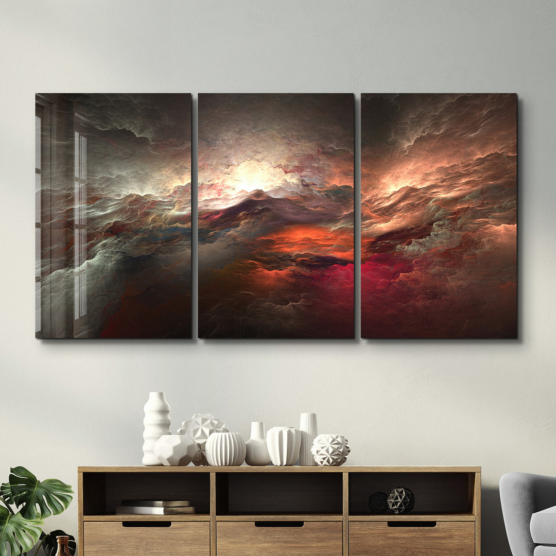 ・"Red Sky - Trio"・Glass Wall Art