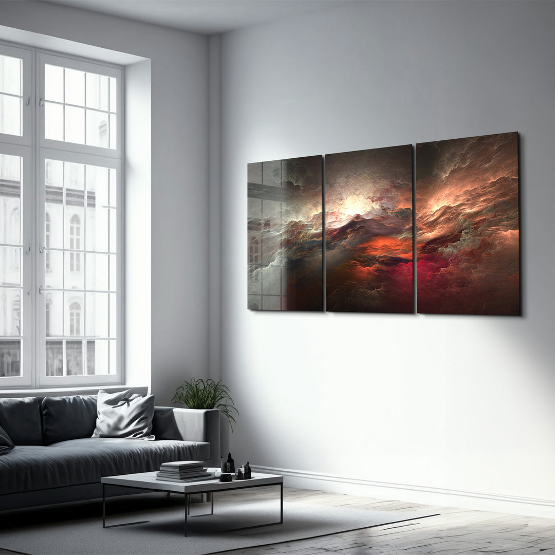 ・"Red Sky - Trio"・Glass Wall Art