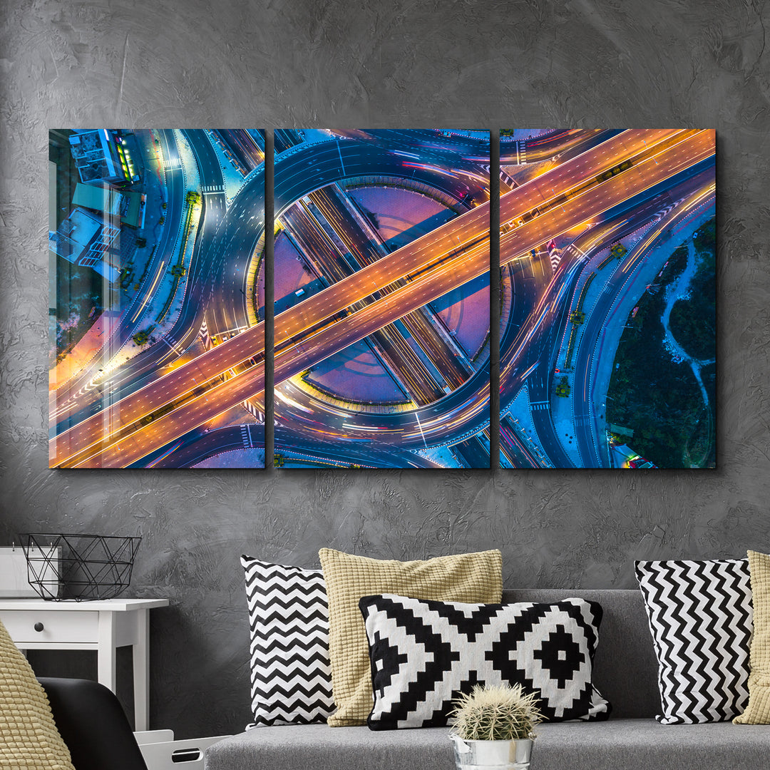 ・"Intersection - Trio"・Glass Wall Art