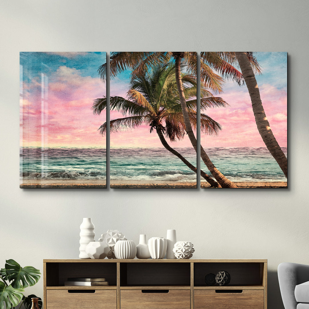 ・"Palm Beach Retro Filter - Trio"・Glass Wall Art