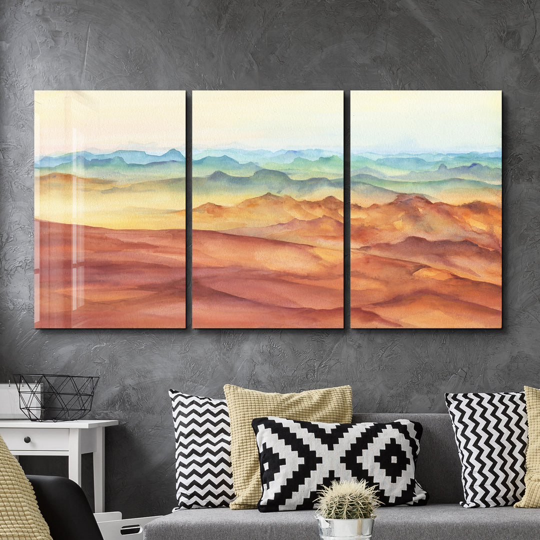 ・"Sand Sea - Trio"・Glass Wall Art