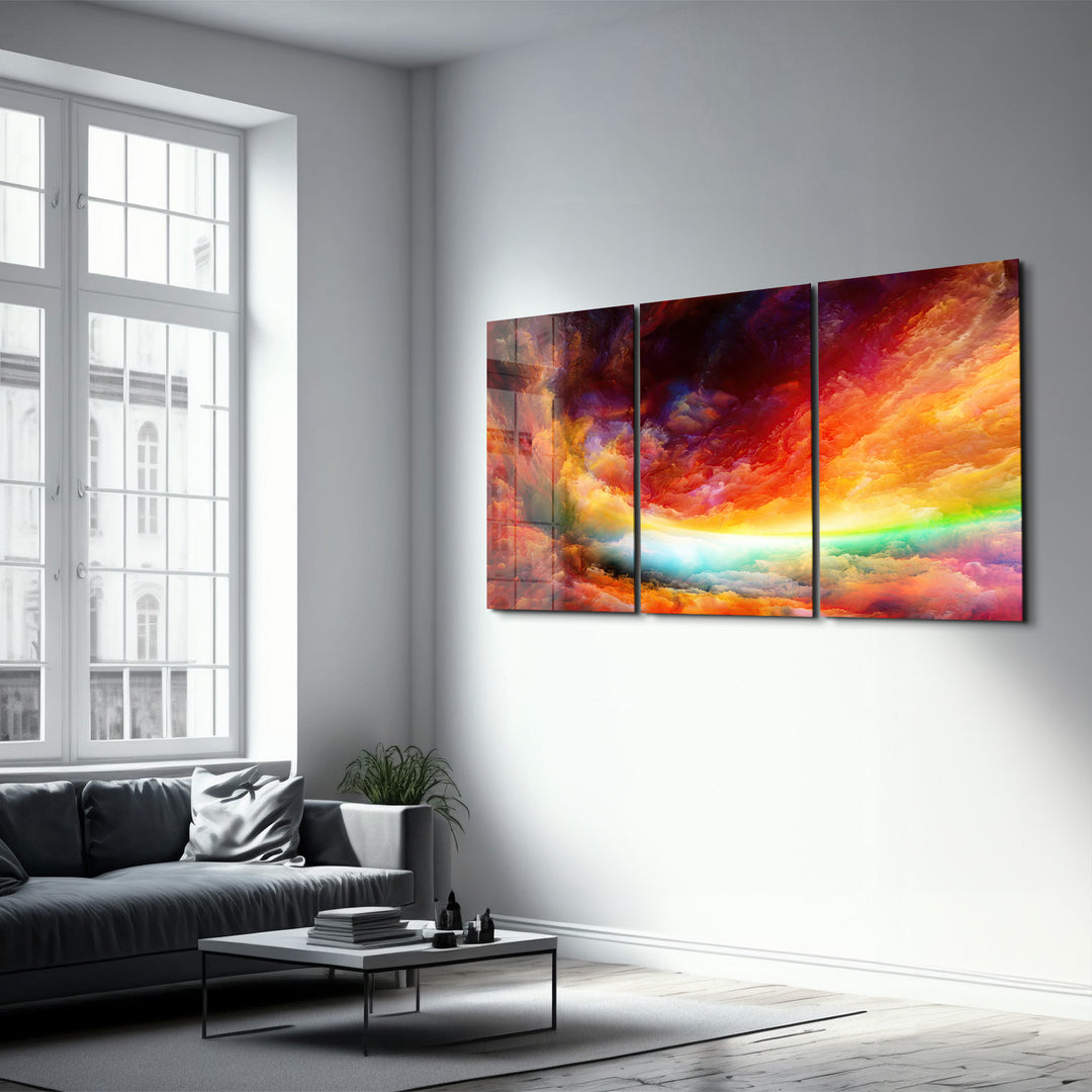 ・"Rainbow Clouds - Trio"・Glass Wall Art