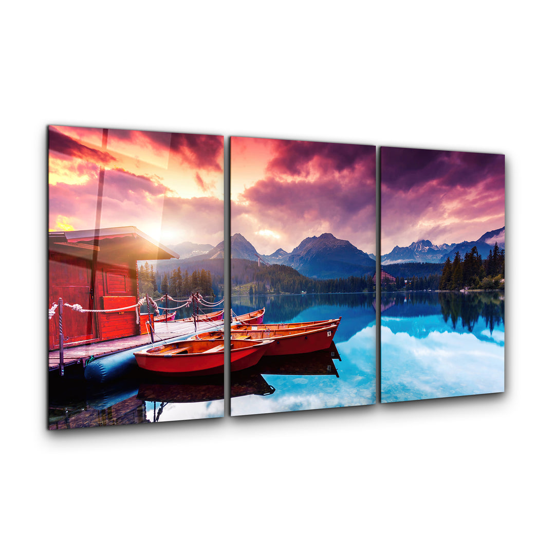 ・"Silent Lake V1 - Trio"・Glass Wall Art