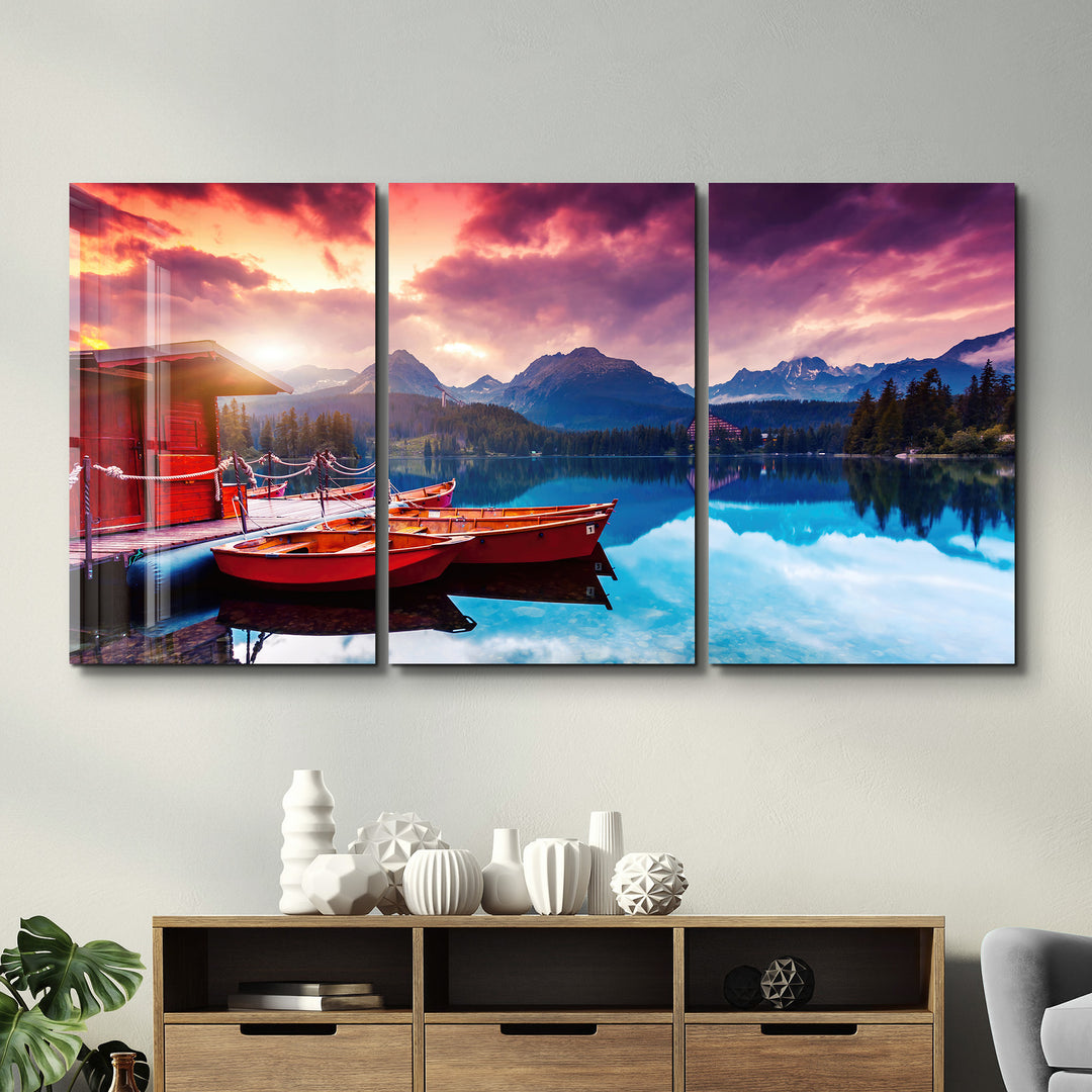 ・"Silent Lake V1 - Trio"・Glass Wall Art