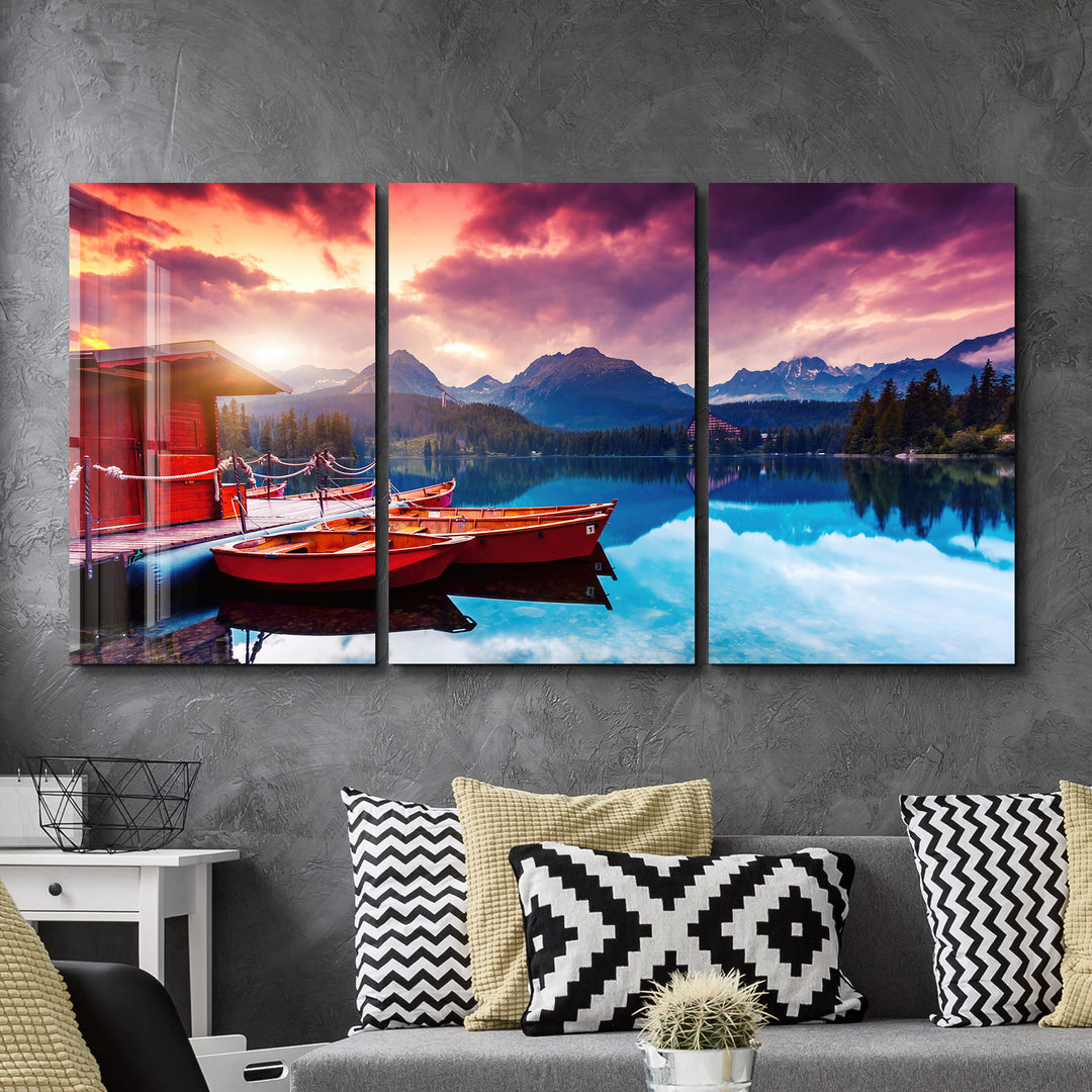 ・"Silent Lake V1 - Trio"・Glass Wall Art