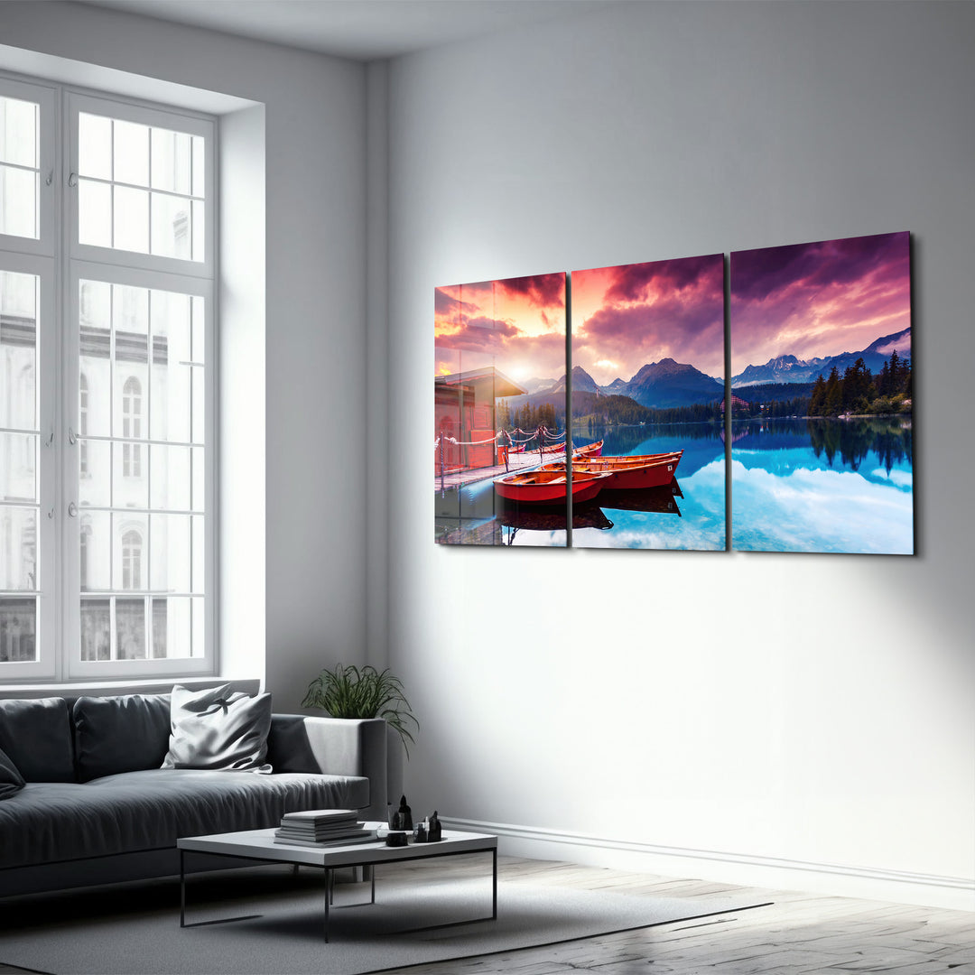 ・"Silent Lake V1 - Trio"・Glass Wall Art