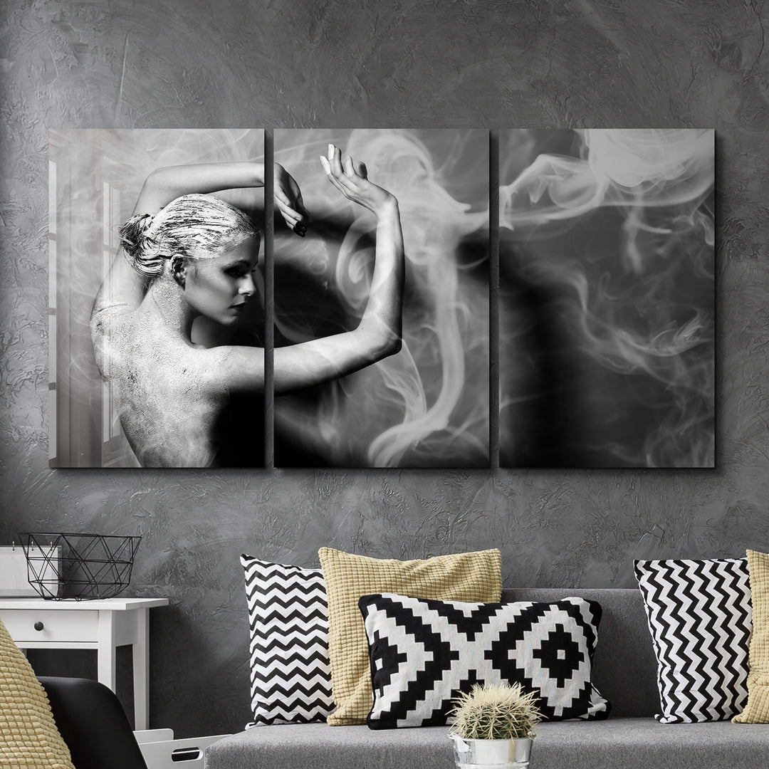 ・"Dancing with Smoke - Trio"・Glass Wall Art