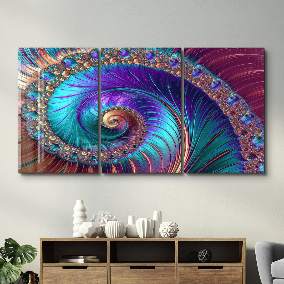 ・"Blue Swirl - Trio"・Glass Wall Art