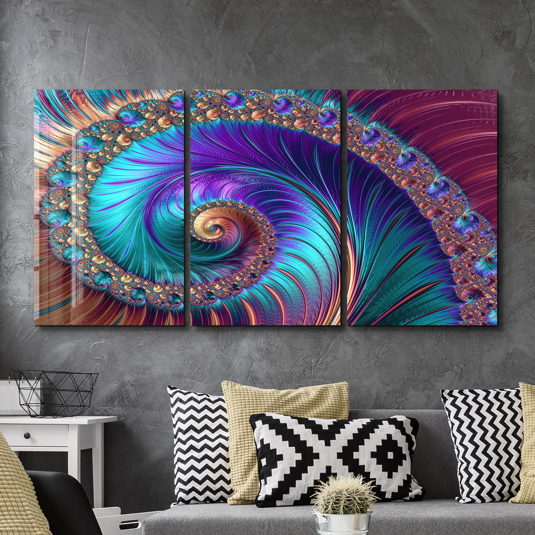 ・"Blue Swirl - Trio"・Glass Wall Art