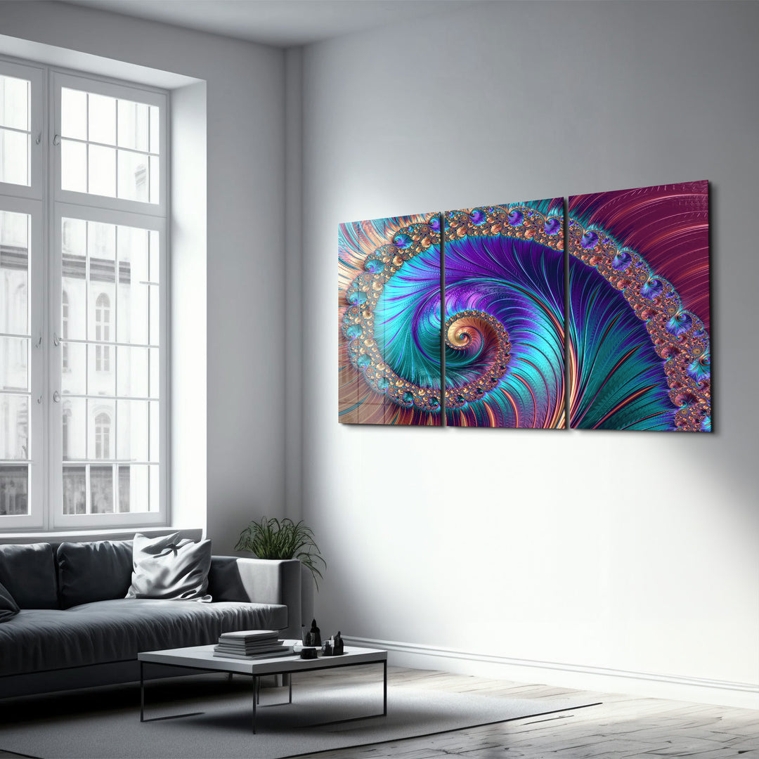 ・"Blue Swirl - Trio"・Glass Wall Art