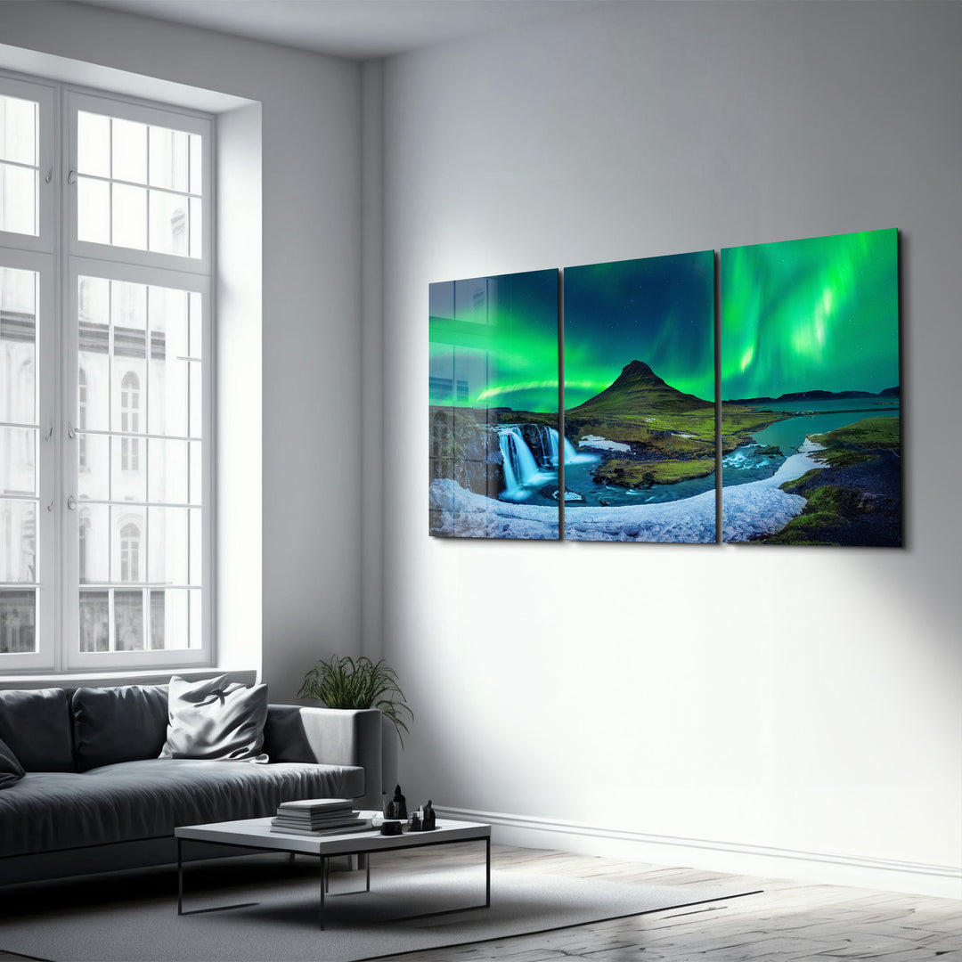 ・"Aurora Borealis - Northern Lights - Trio"・Glass Wall Art