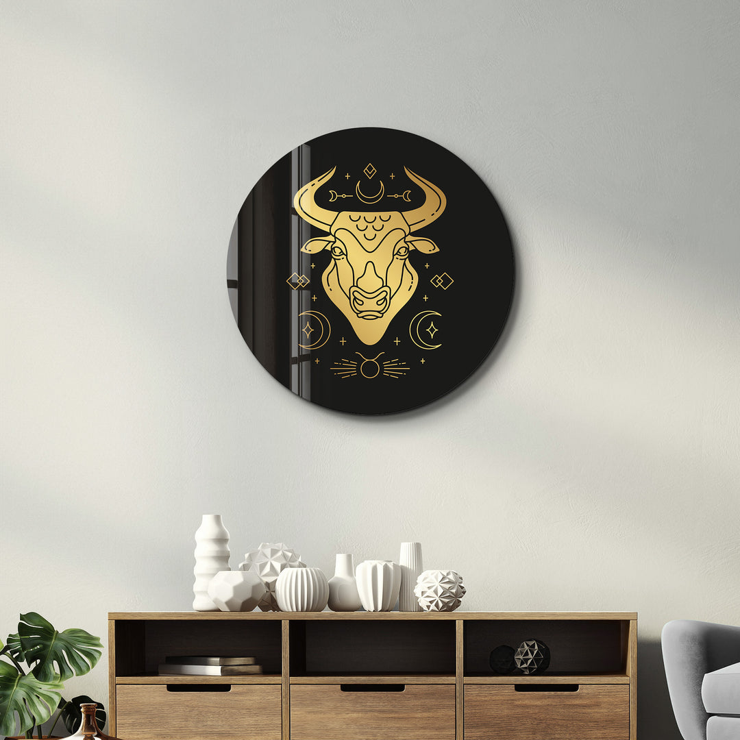 ・"Zodiac Signs - Taurus"・Rounded Glass Wall Art