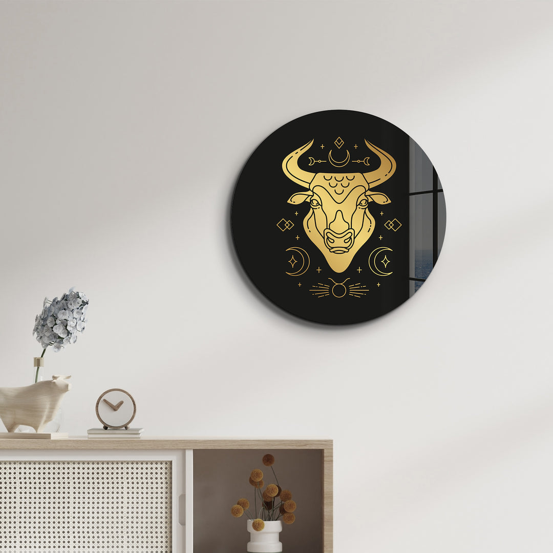 ・"Zodiac Signs - Taurus"・Rounded Glass Wall Art