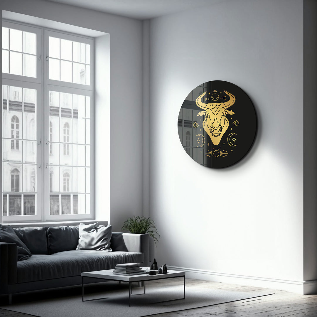 ・"Zodiac Signs - Taurus"・Rounded Glass Wall Art