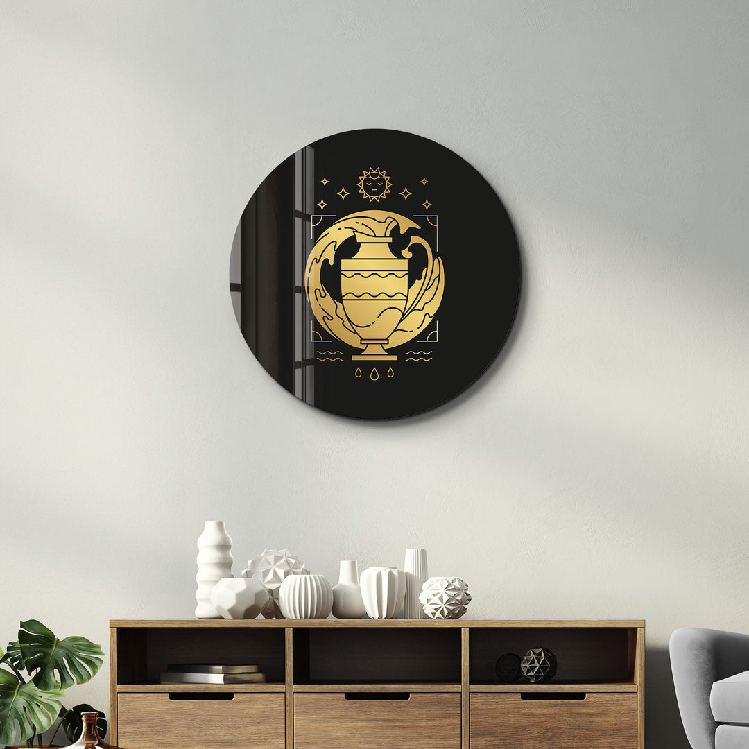 ・"Zodiac Signs - Aquarius"・Rounded Glass Wall Art